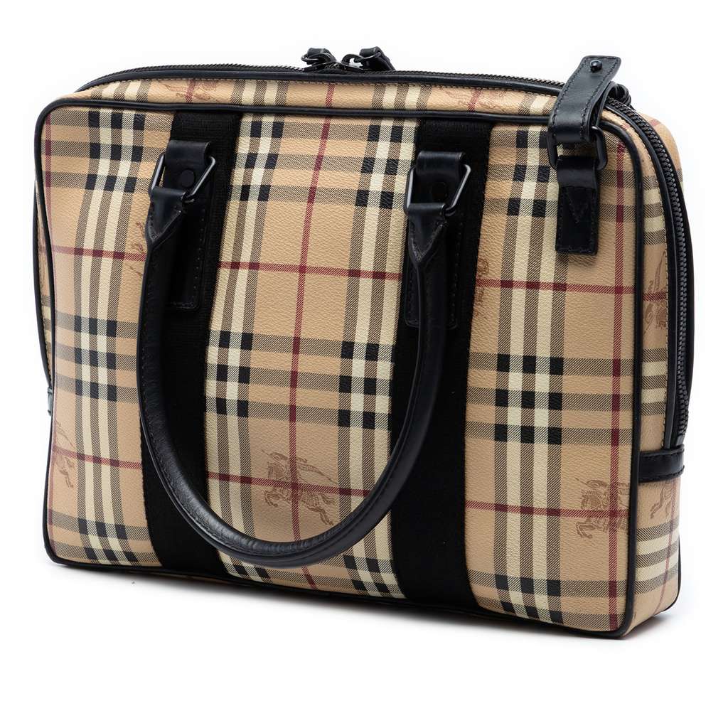 Burberry Haymarket Check Coated Canvas Business Bag Brown Canvas Good condition - Back View