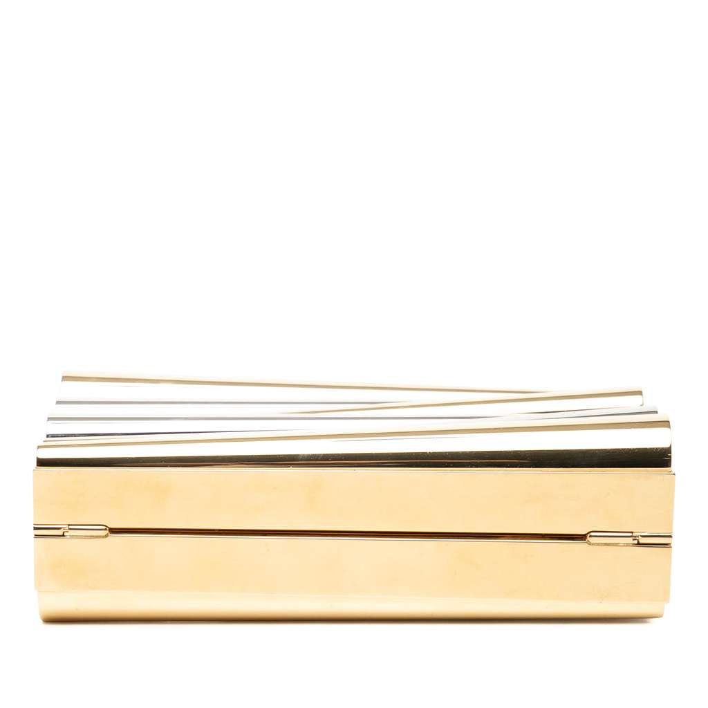 Salvatore Ferragamo Sara Battaglia Metal Sinila Clutch on Chain Gold Brass Good condition - Inside View