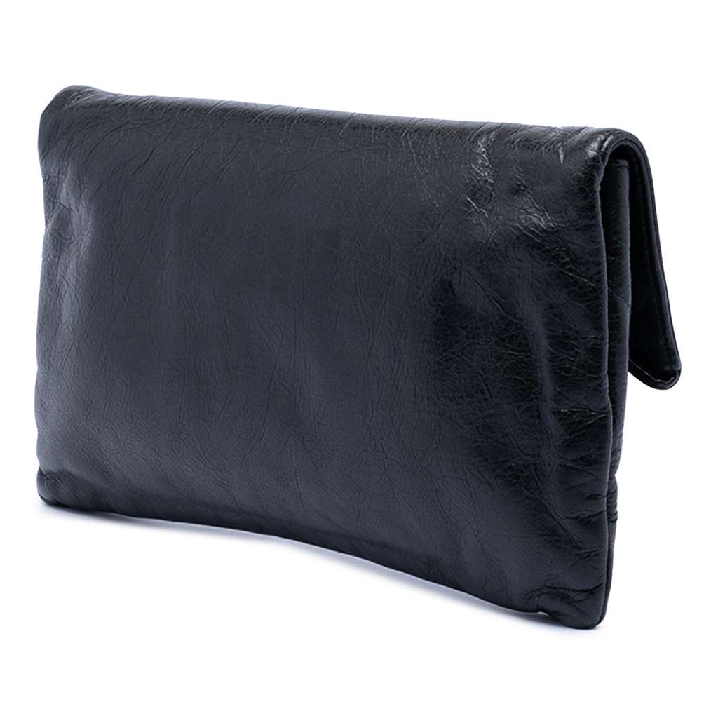 Balenciaga Lambskin Motocross Giant 12 Envelope Clutch Black Leather Good condition - Back View