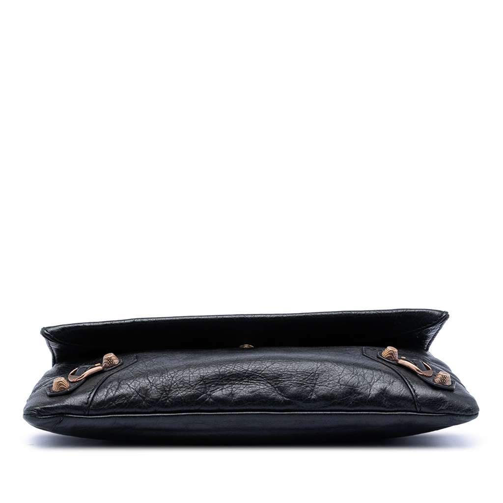 Balenciaga Lambskin Motocross Giant 12 Envelope Clutch Black Leather Good condition - Inside View