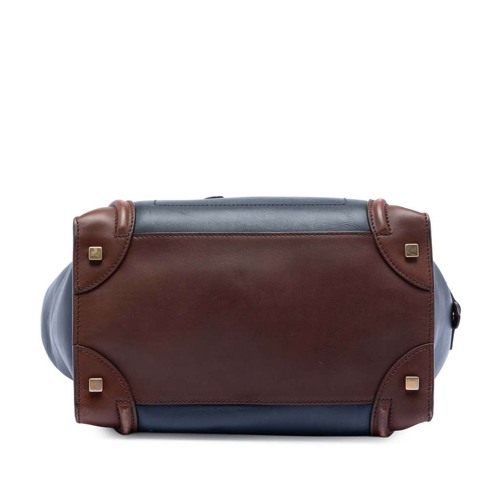 Celine Mini Bicolor Leather Luggage Tote Blue Leather Good condition - Inside View
