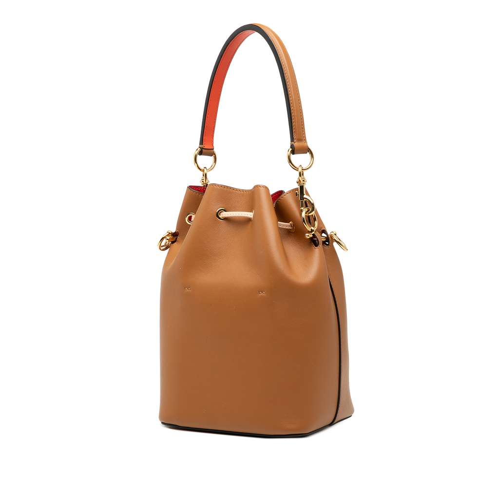 Fendi Small Perforated Leather Mon Tresor Bucket Bag Brown Leather Good condition - Back View