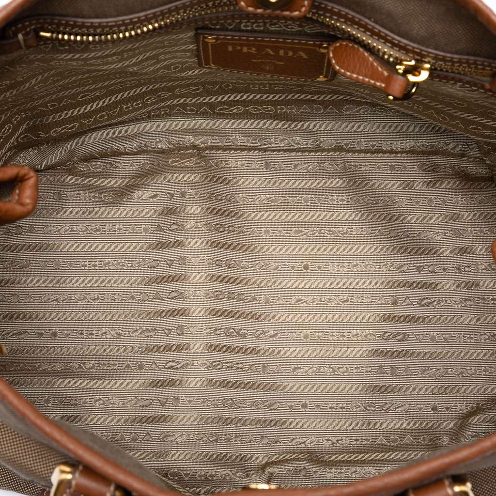 Prada Canvas Canapa Logo Bow Satchel Brown Canvas Good condition - Model View