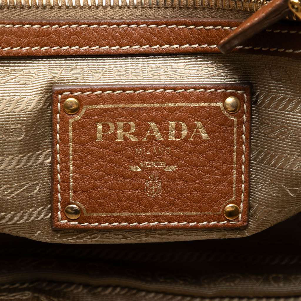 Prada Canvas Canapa Logo Bow Satchel Brown Canvas Good condition - Box View