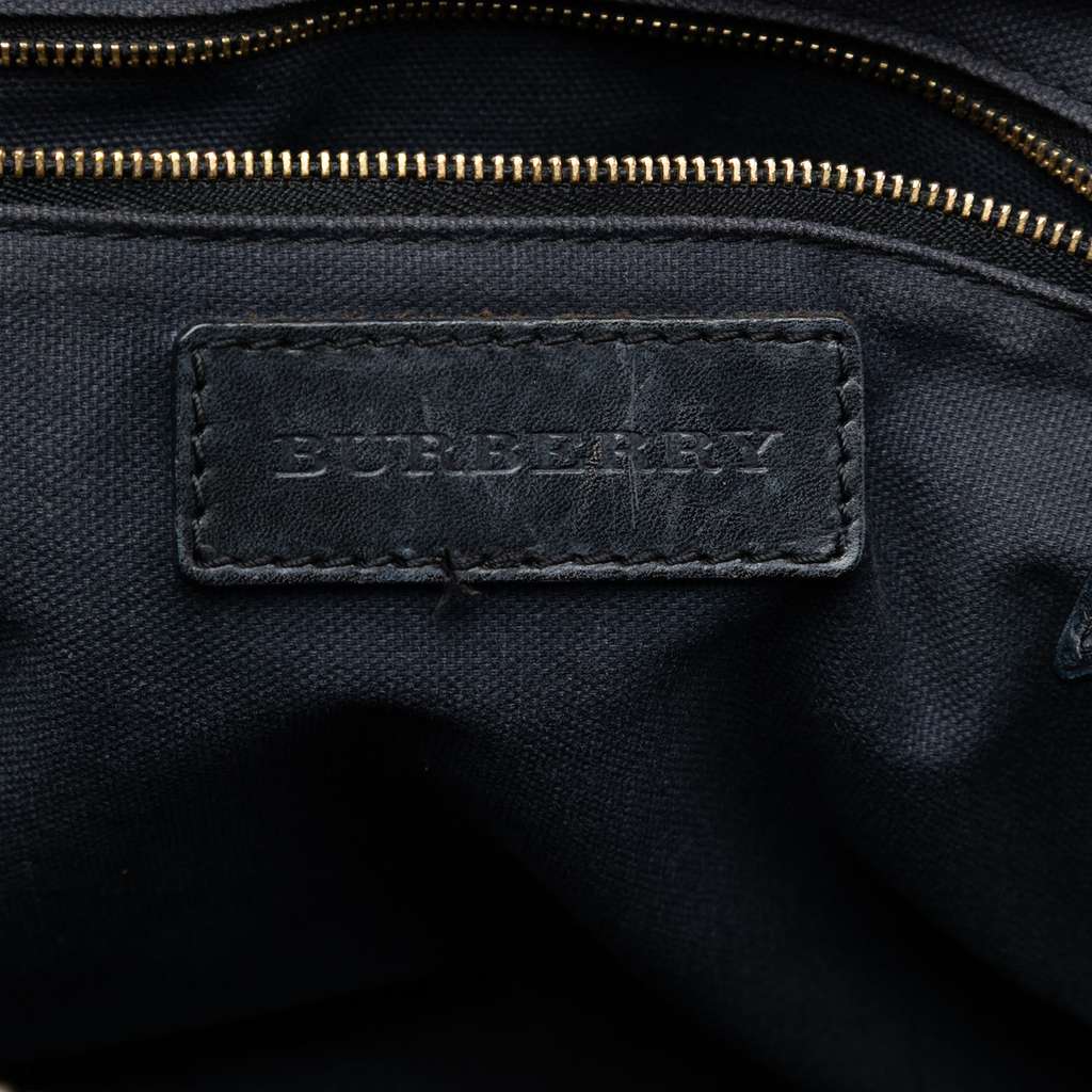 Burberry Small Leather Trimmed House Check Canvas Bridle Orchard Satchel Brown Canvas Fair condition - Box View