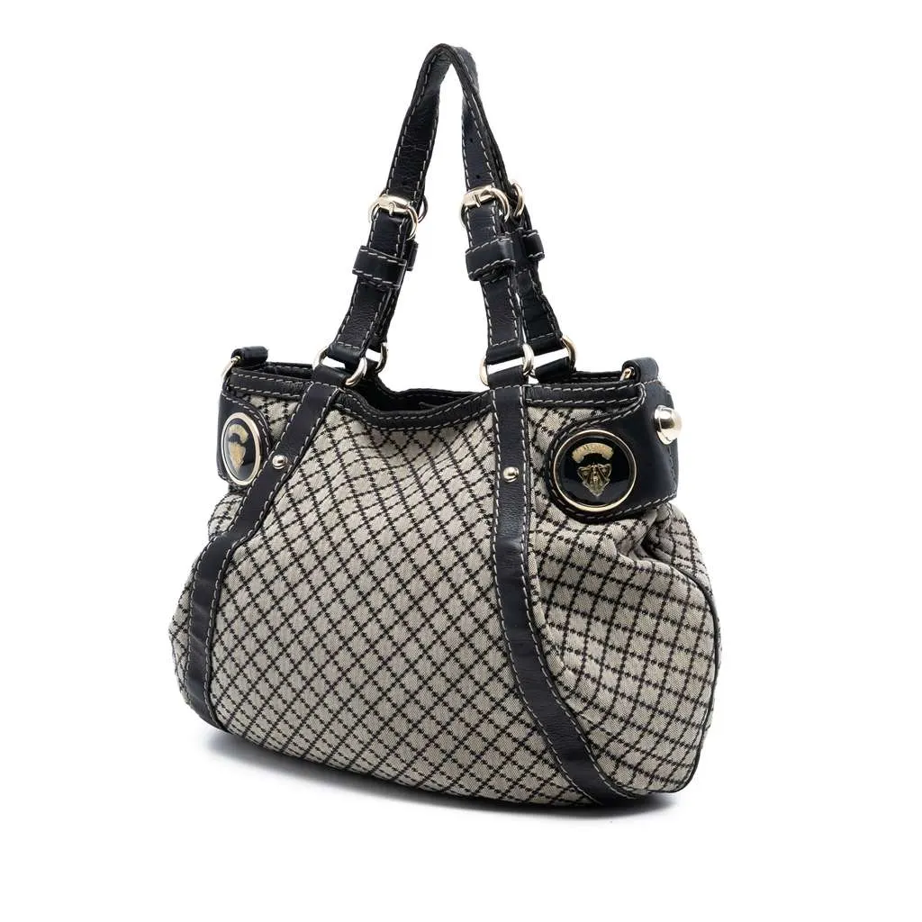 Gucci Diamante Canvas Crest Satchel Brown Canvas Very good - Back View
