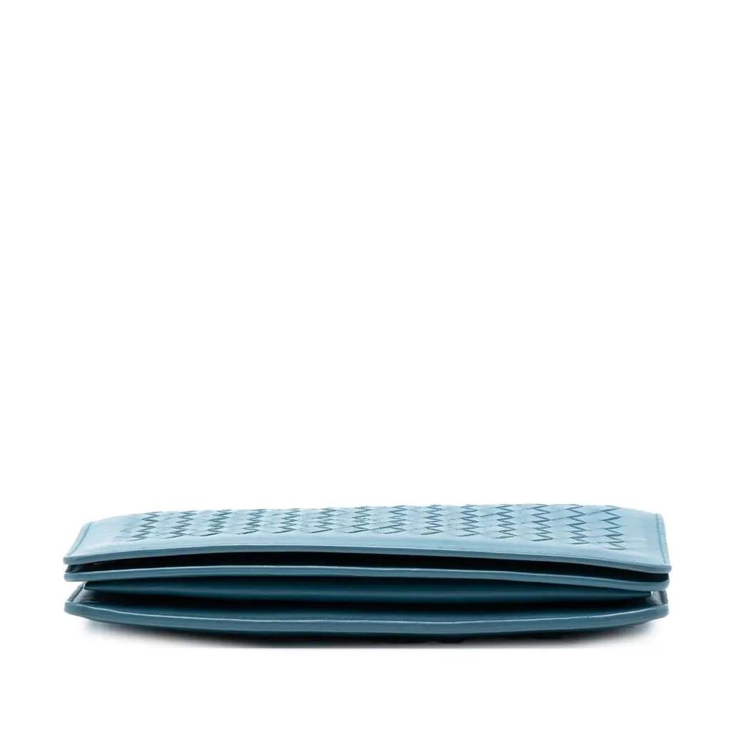 Bottega Veneta Nappa Intrecciato Continental Wallet on Chain Blue Leather Good - Inside View