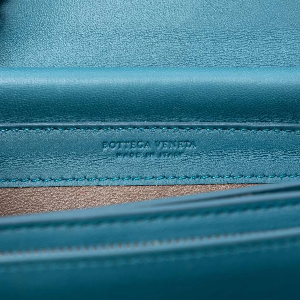 Bottega Veneta Nappa Intrecciato Continental Wallet on Chain Blue Leather Good - Box View