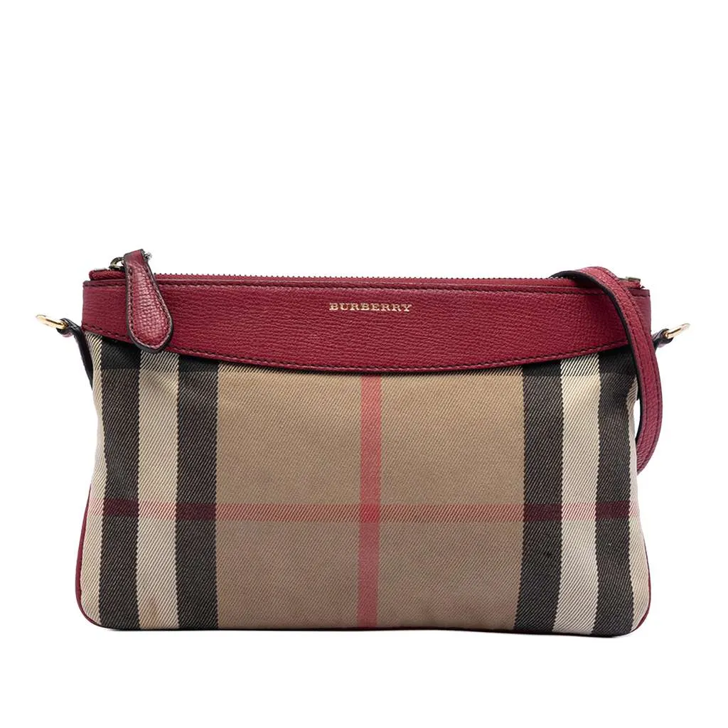 Burberry House Check Canvas Derby Peyton Crossbody Brown Canvas Very good - Front View
