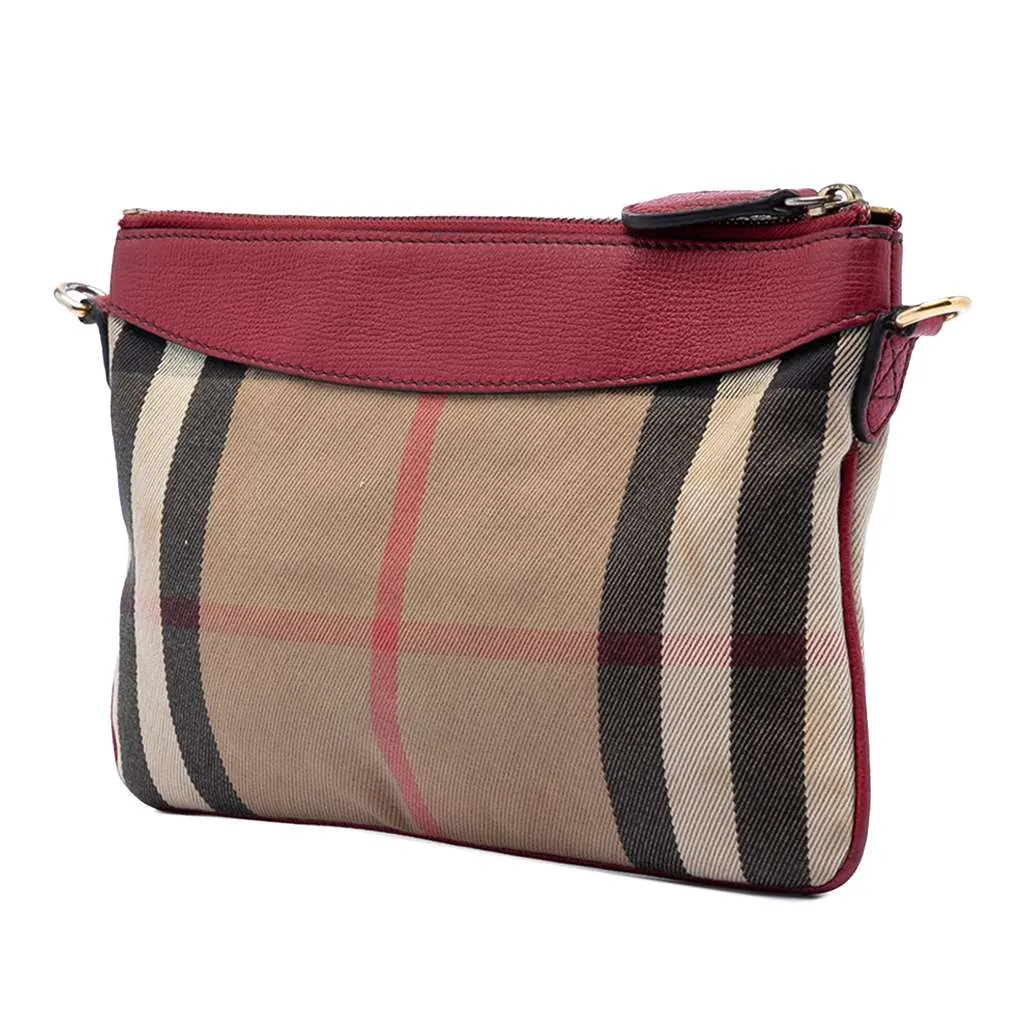 Burberry House Check Canvas Derby Peyton Crossbody Brown Canvas Very good - Back View