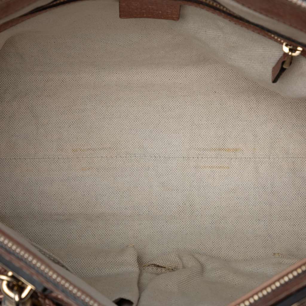 Gucci Metallic Pebbled Calfskin Bella Satchel Pink Leather Good condition - Model View