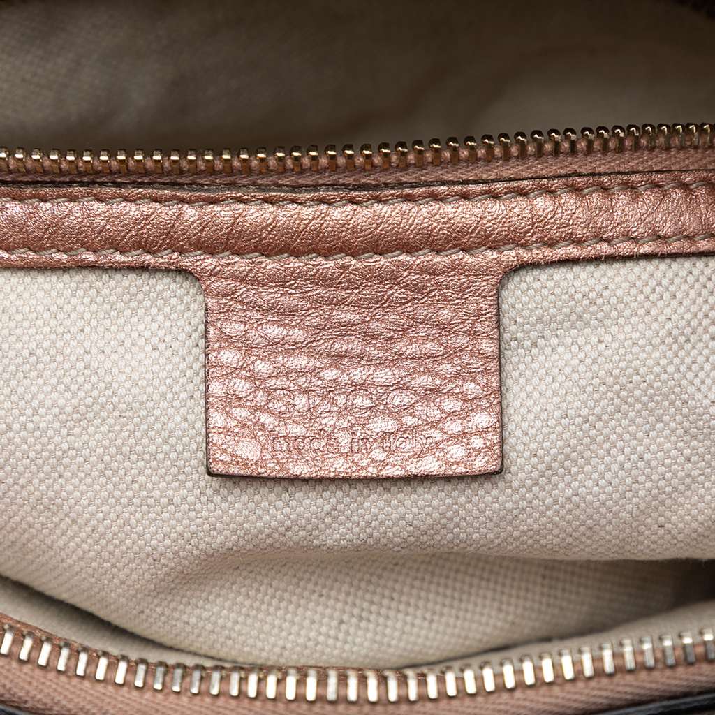 Gucci Metallic Pebbled Calfskin Bella Satchel Pink Leather Good condition - Box View