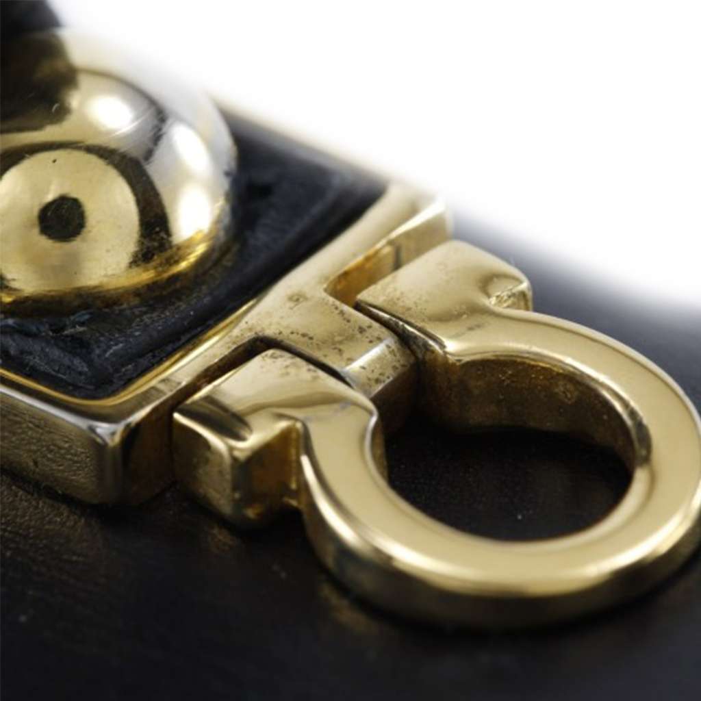 Salvatore Ferragamo Leather Gancini Iconic Top Handle Bag Blue Leather Good condition - Box View