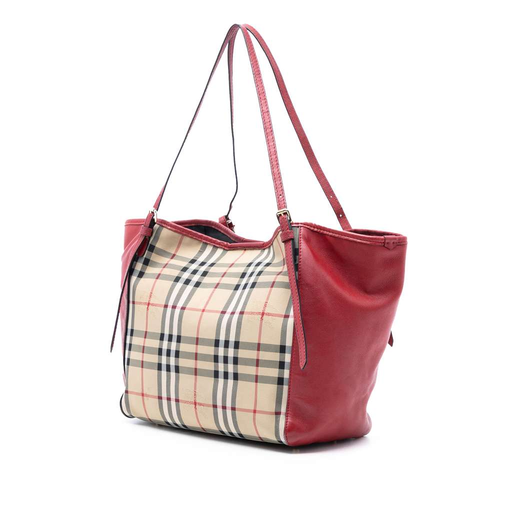 Burberry Small Haymarket Check Canvas and Leather Canterbury Tote Brown Canvas Good condition - Back View