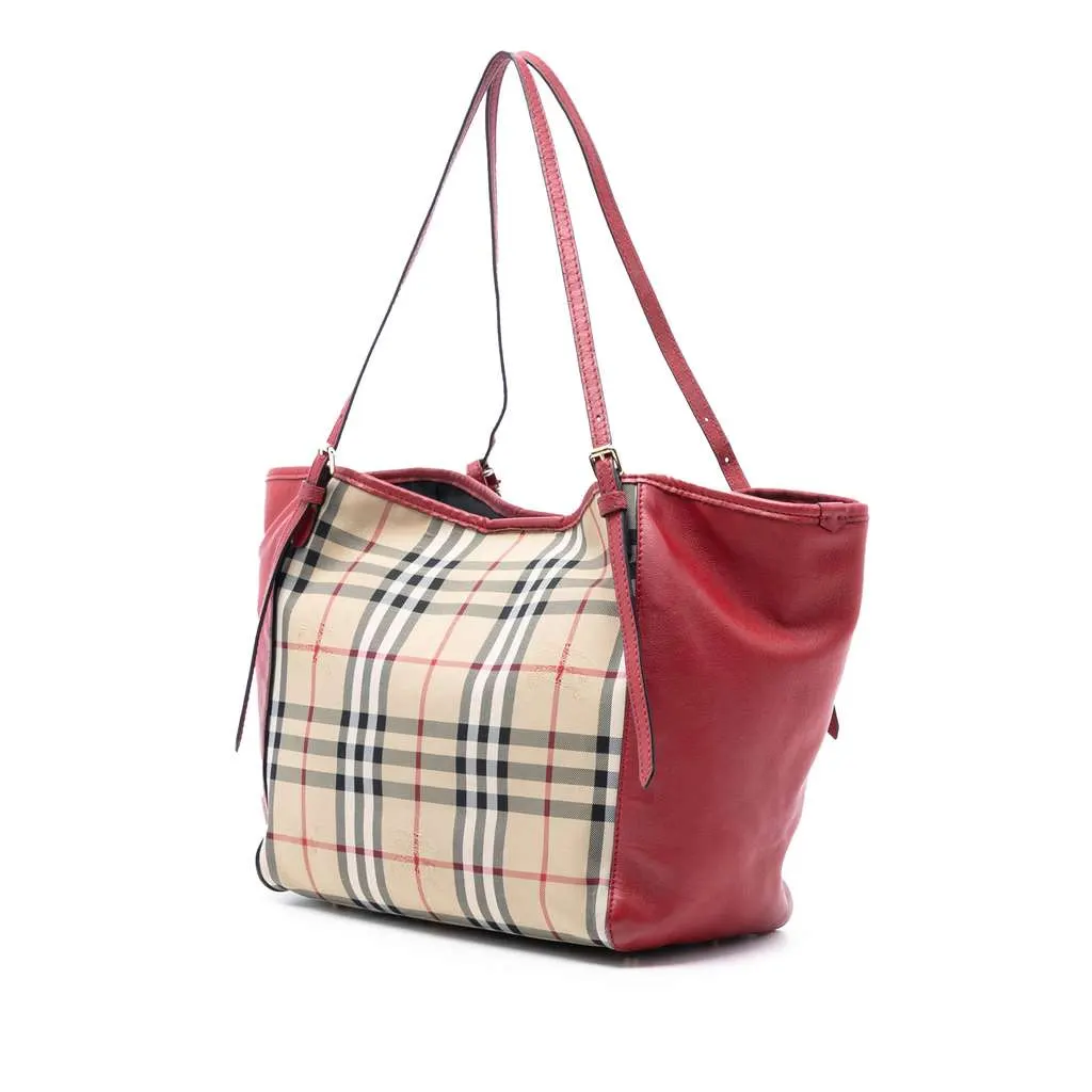 Burberry Small Haymarket Check Canvas and Leather Canterbury Tote Brown Canvas Very good - Back View