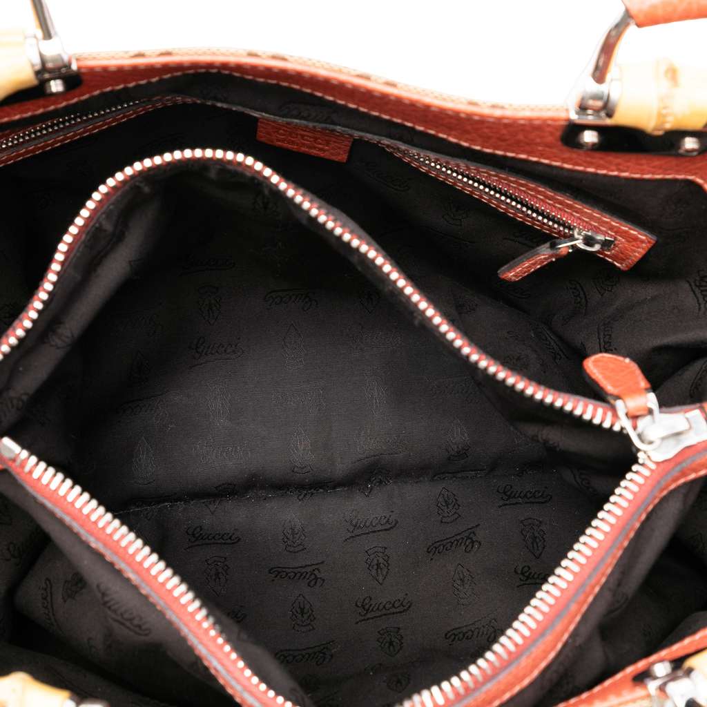 Gucci GG Canvas Bamboo Libeccio Tote Brown Canvas Good condition - Model View