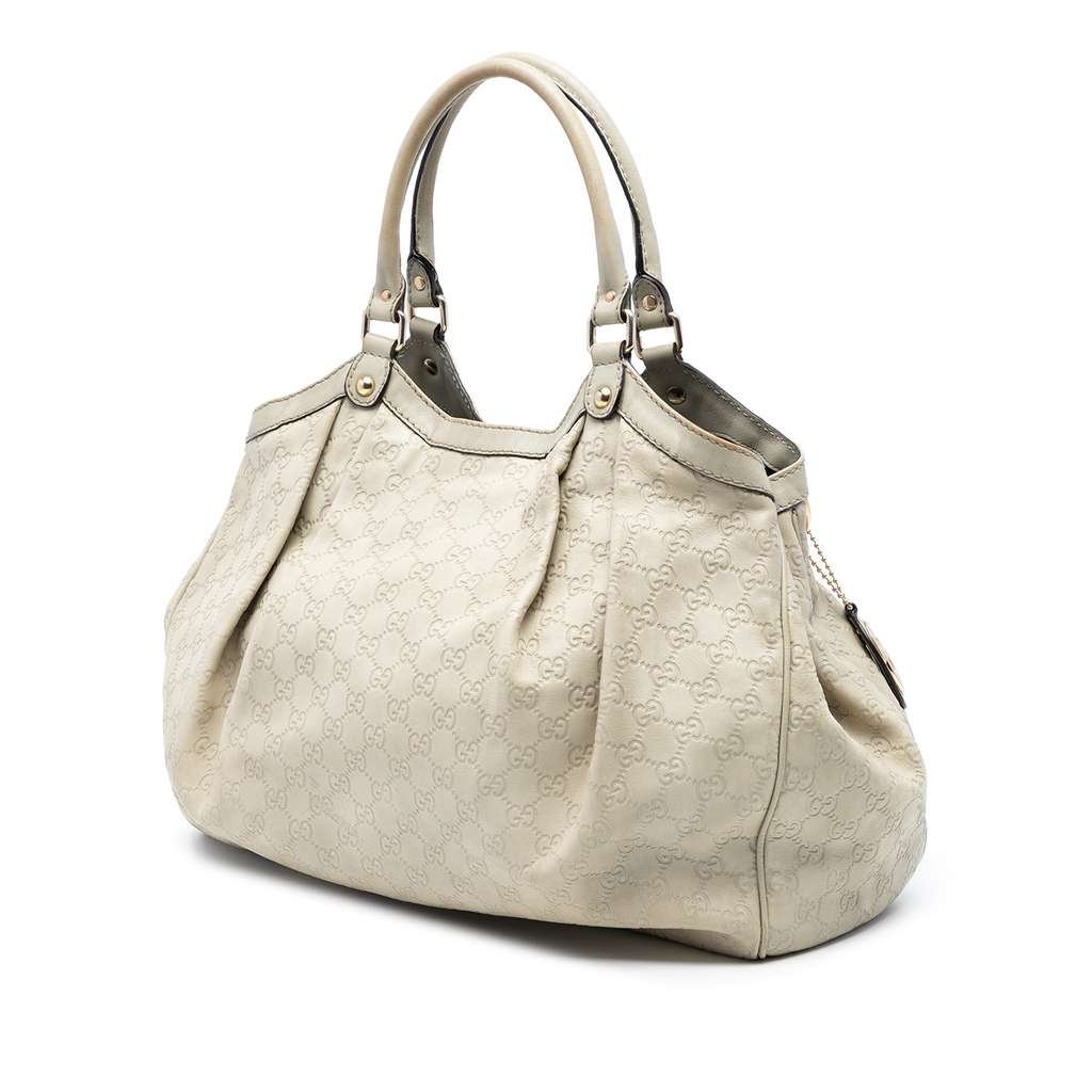 Gucci Large Guccissima Sukey Tote White Leather Good condition - Back View