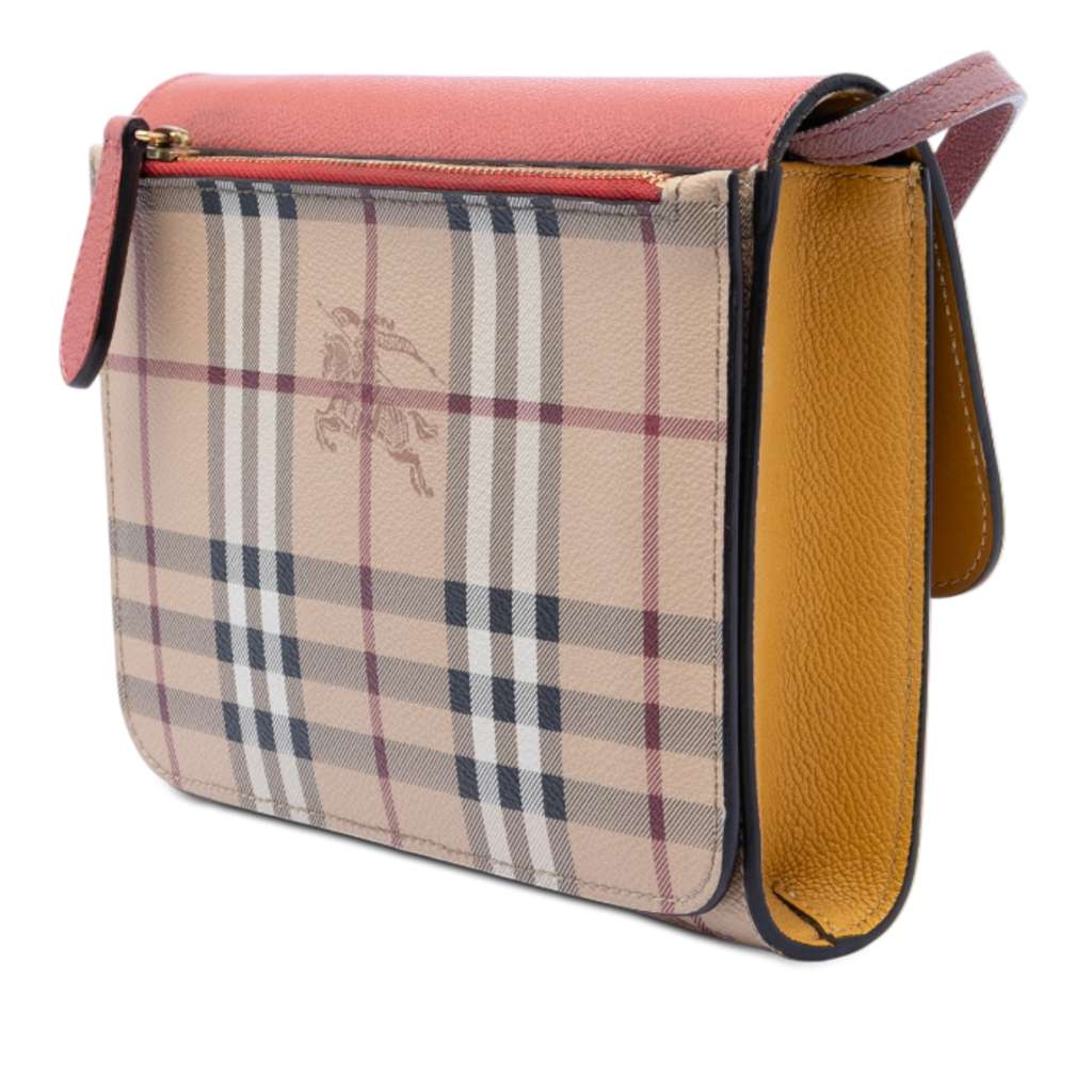 Burberry Haymarket Check Coated Canvas and Calfskin Loxley Crossbody Brown Canvas Good condition - Back View