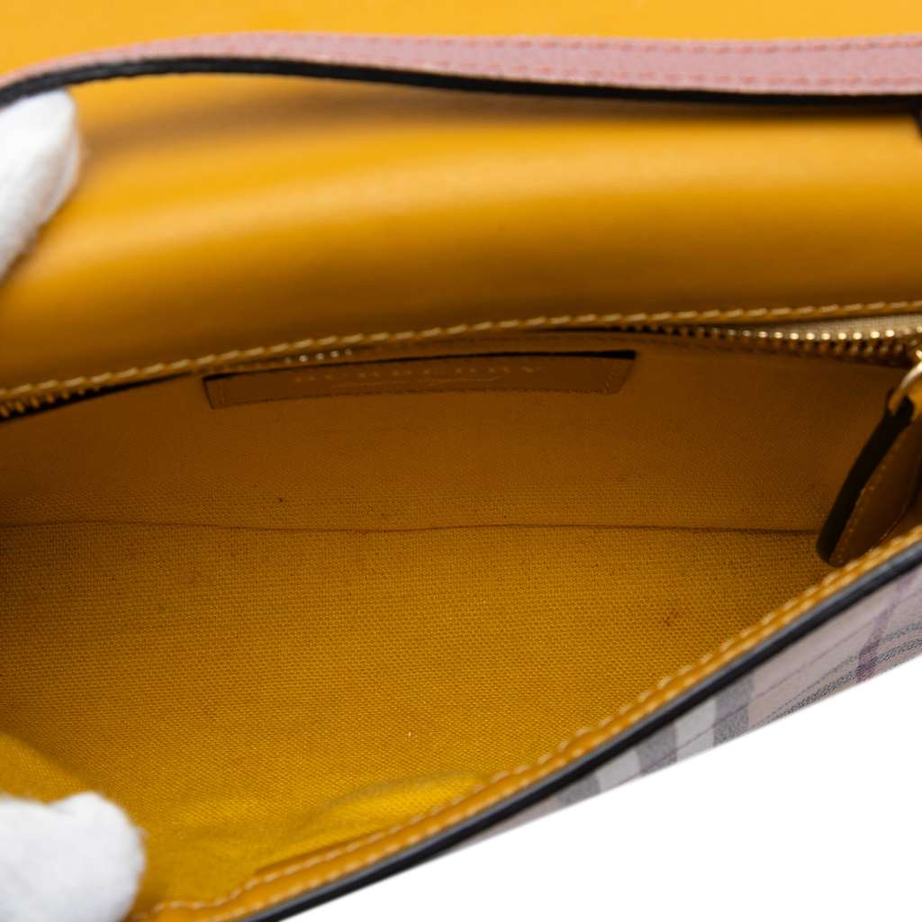 Burberry Haymarket Check Coated Canvas and Calfskin Loxley Crossbody Brown Canvas Good condition - Model View