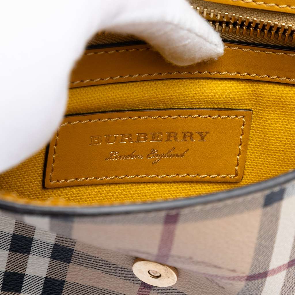 Burberry Haymarket Check Coated Canvas and Calfskin Loxley Crossbody Brown Canvas Good condition - Box View