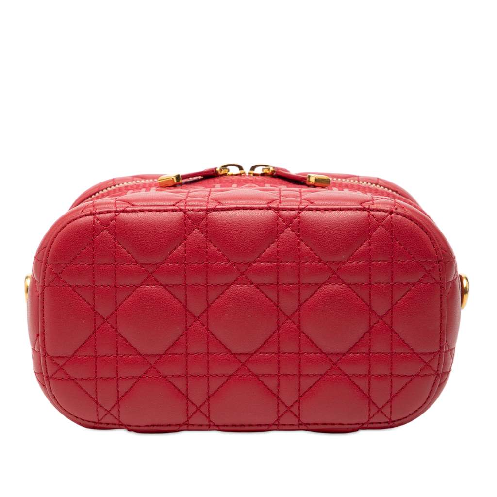 Dior Small Lambskin Cannage DiorTravel Vanity Case Red Leather Good condition - Inside View