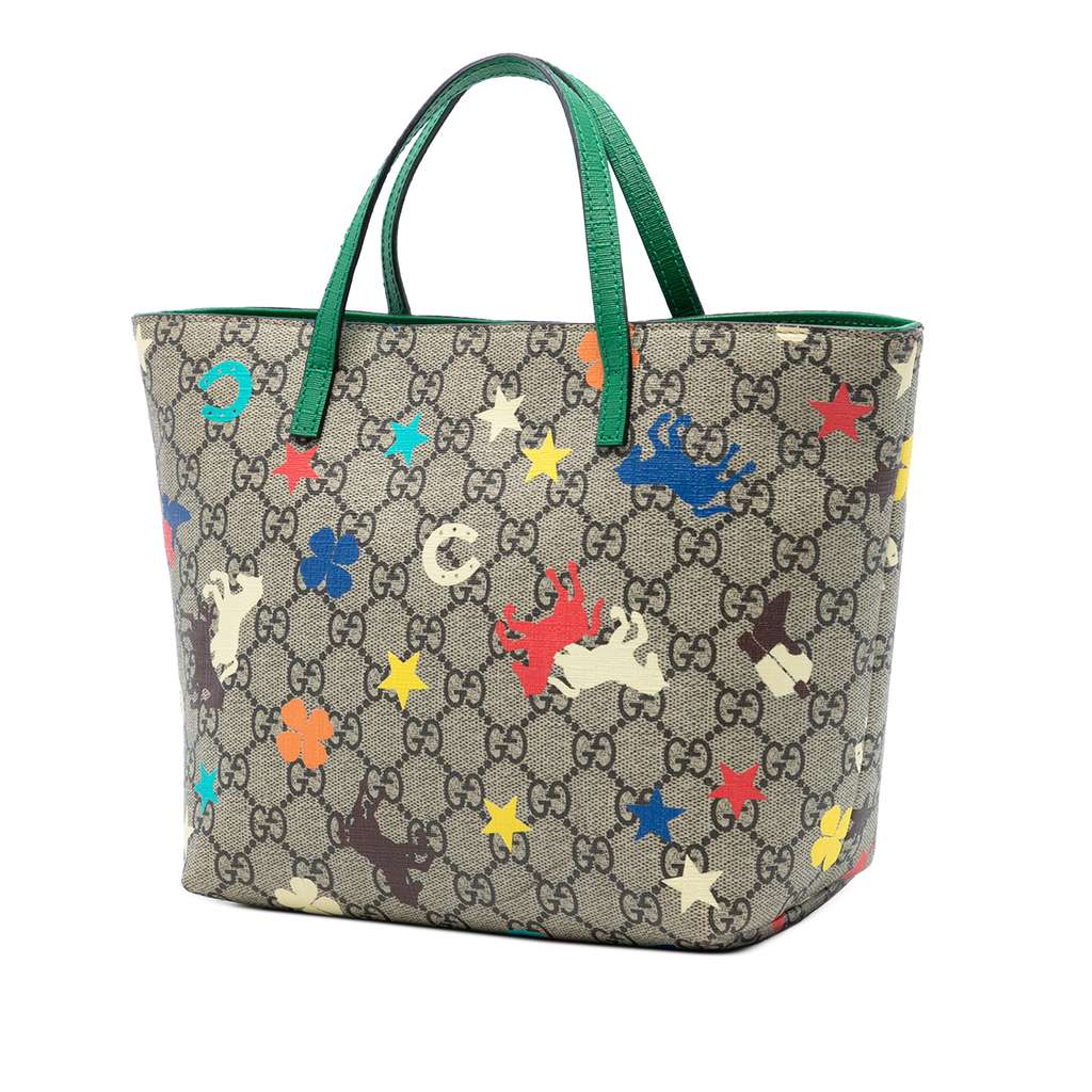 Gucci Kids GG Supreme Ranch Tote Brown Canvas Good condition - Back View