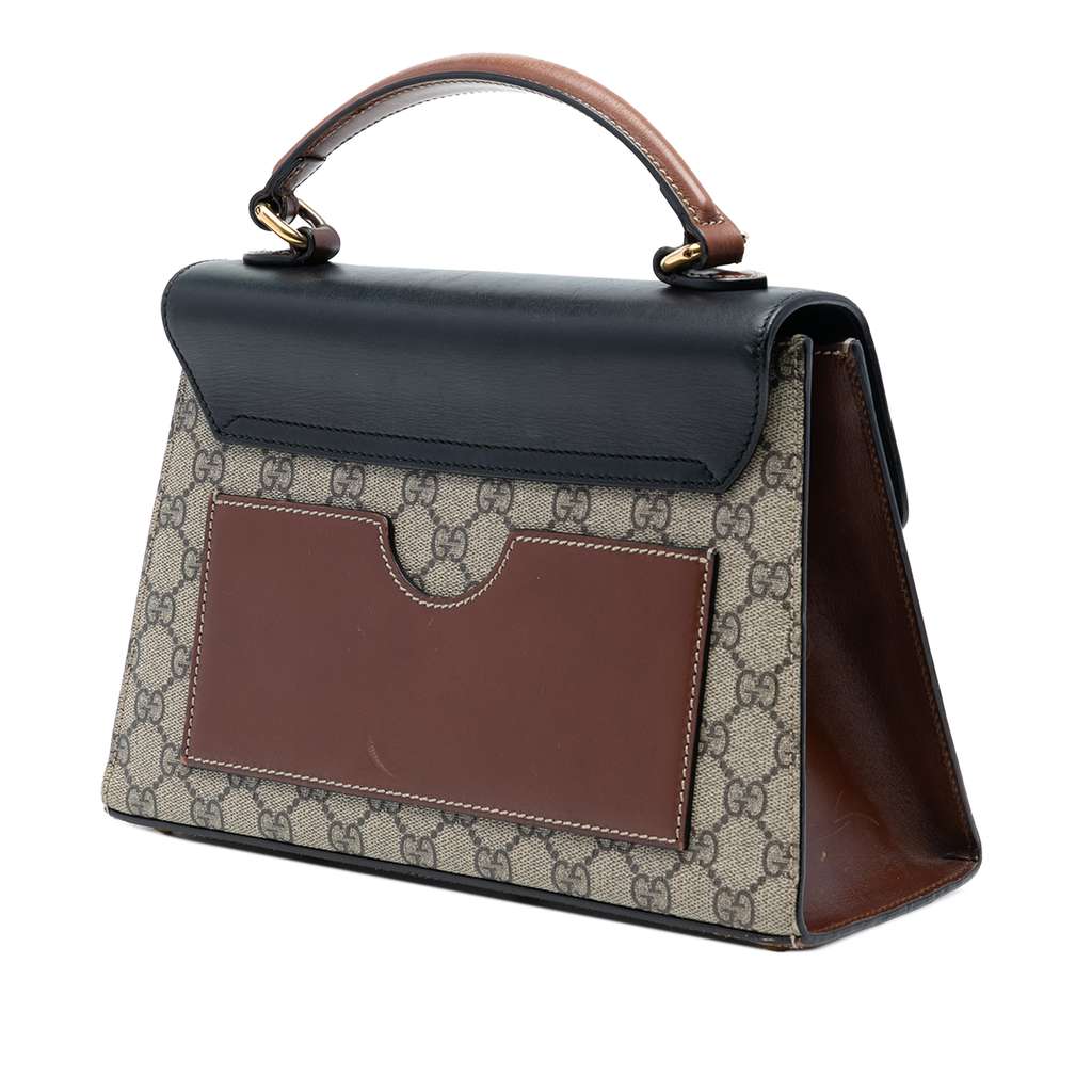 Gucci Small GG Supreme Padlock Satchel Brown Canvas Good condition - Back View