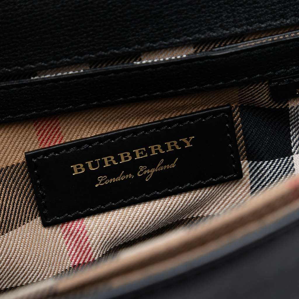 Burberry Small Grainy Calfskin Broguing Tassel Macken Crossbody Black Leather Good condition - Box View
