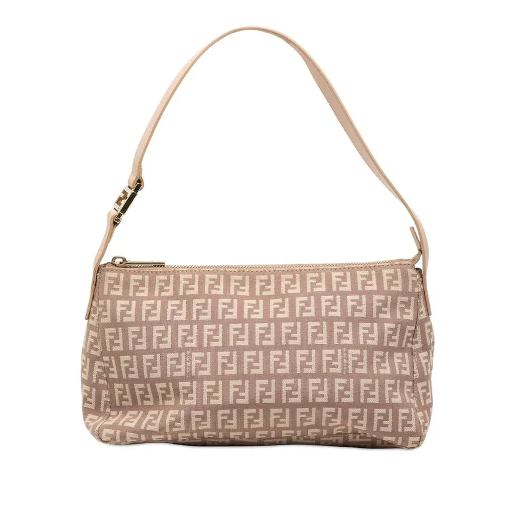 Fendi Zucchino Canvas Pochette Pink Canvas Good - Front View