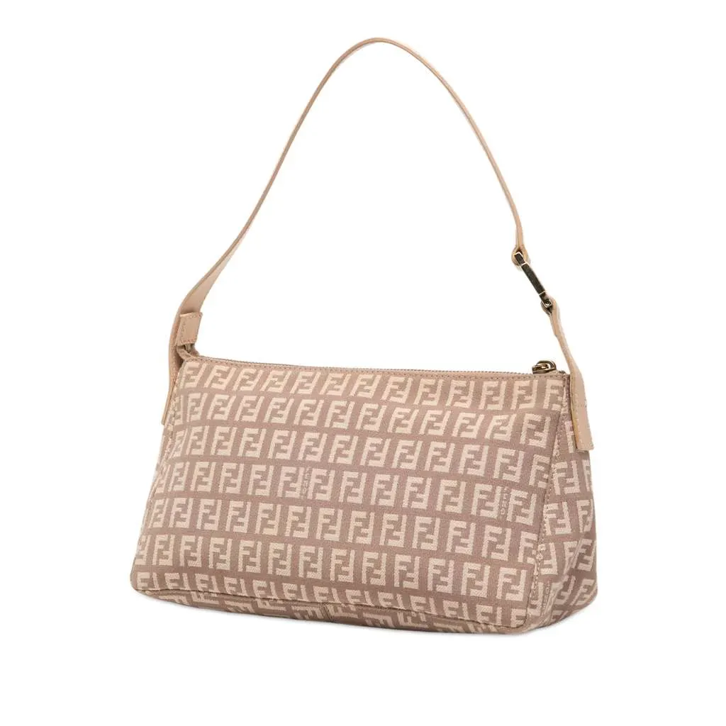 Fendi Zucchino Canvas Pochette Pink Canvas Good - Back View