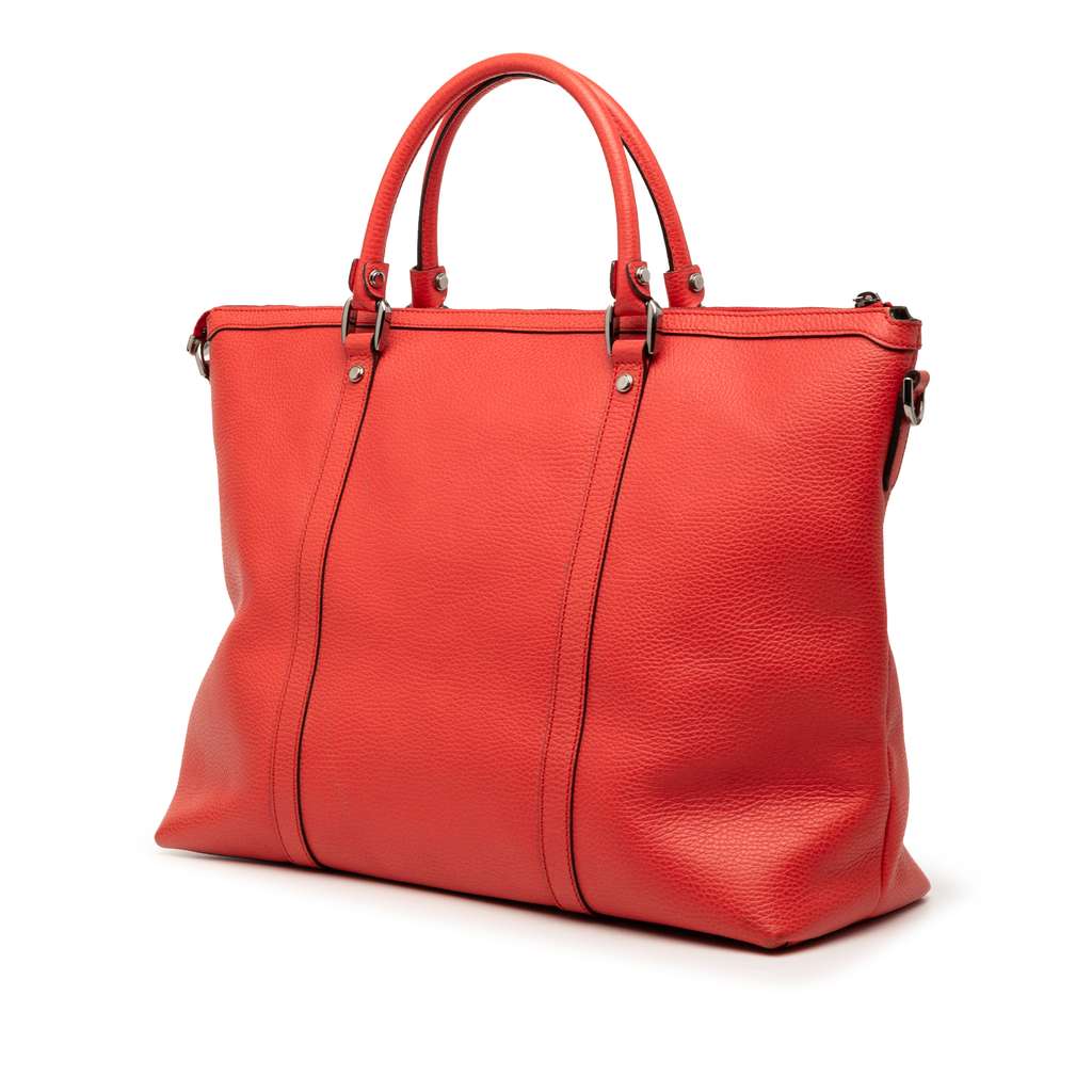 Gucci Leather GG Charm Satchel Red Leather Good condition - Back View