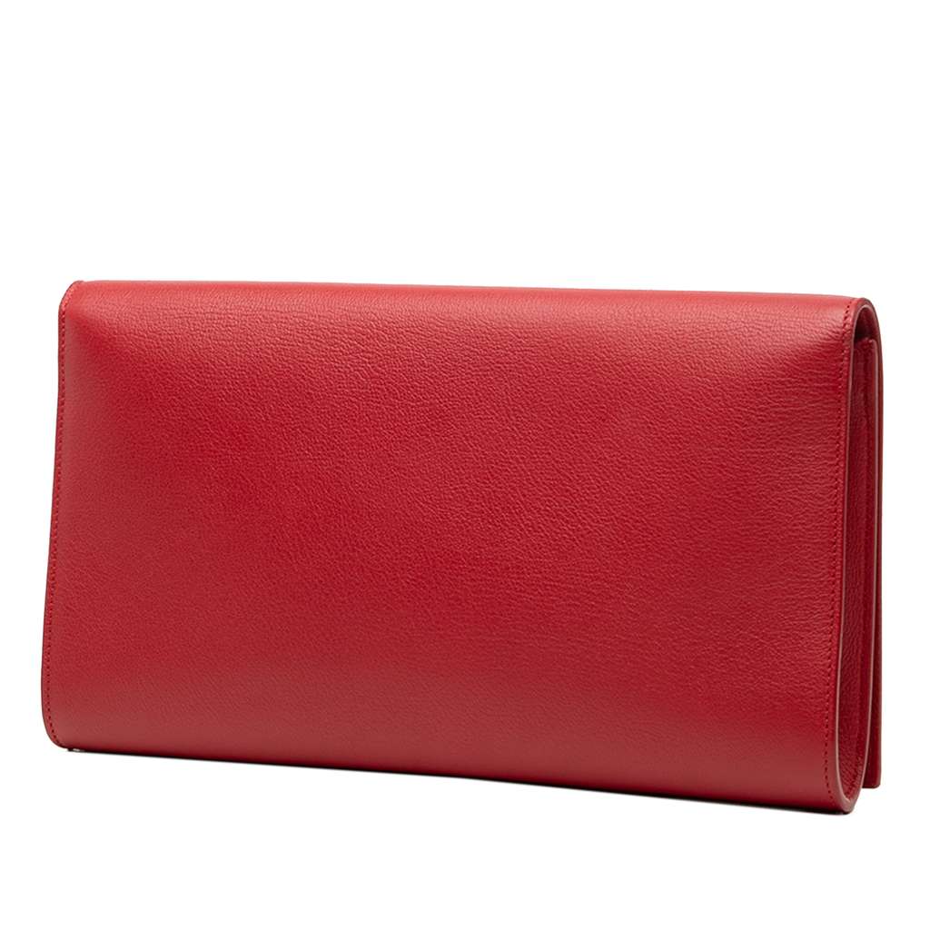 Saint Laurent Large Leather Belle de Jour Clutch Red Leather Good condition - Back View