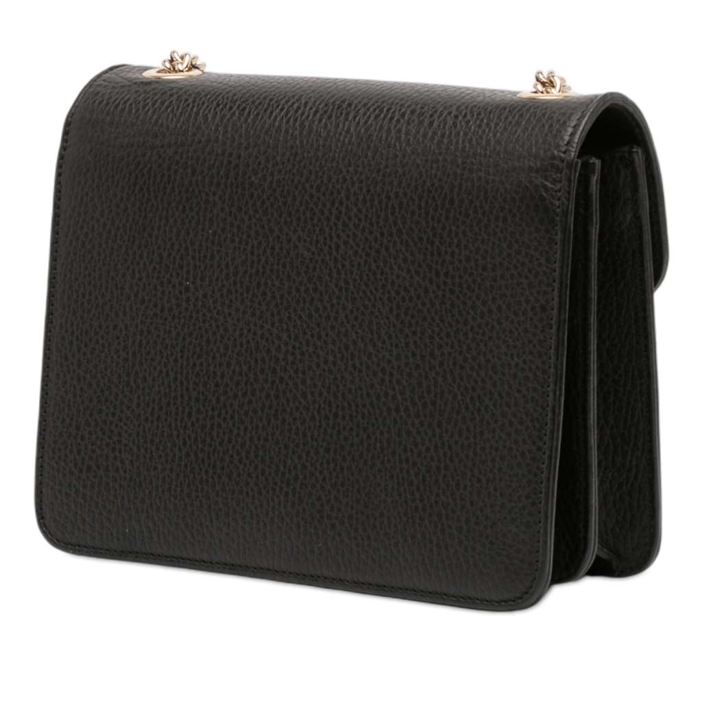 Gucci Small Dollar Calfskin Interlocking G Crossbody Black Leather Good condition - Back View