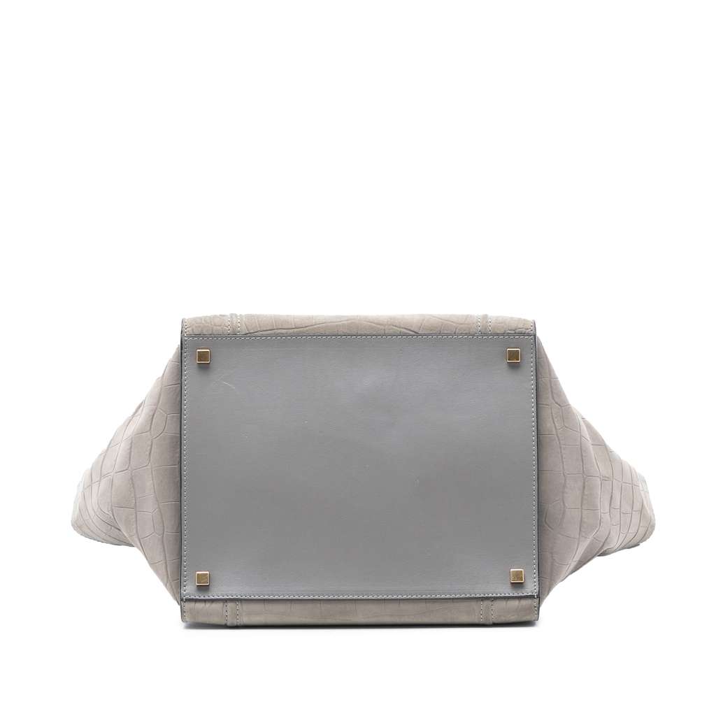 Celine Medium Croc Embossed Leather Luggage Phantom Tote Grey Leather Good condition - Inside View