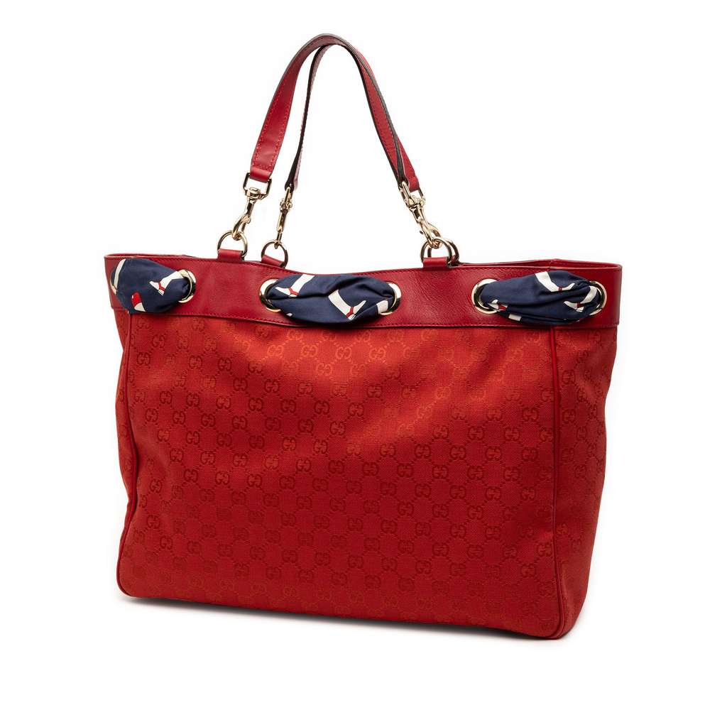 Gucci Large GG Canvas Positano Tote Red Canvas Good condition - Back View