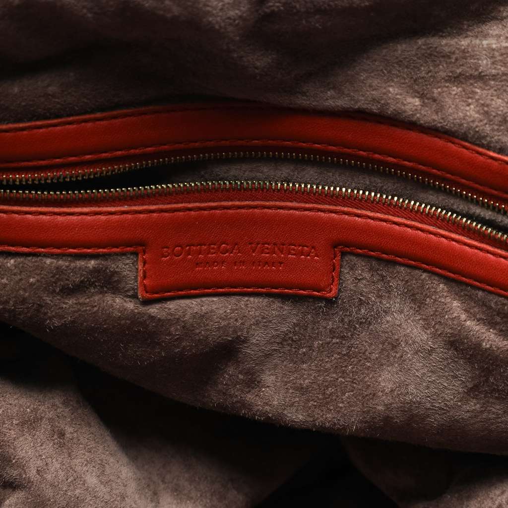 Bottega Veneta Maxi Intrecciato Nappa Convertible Satchel Red Leather Good condition - Box View