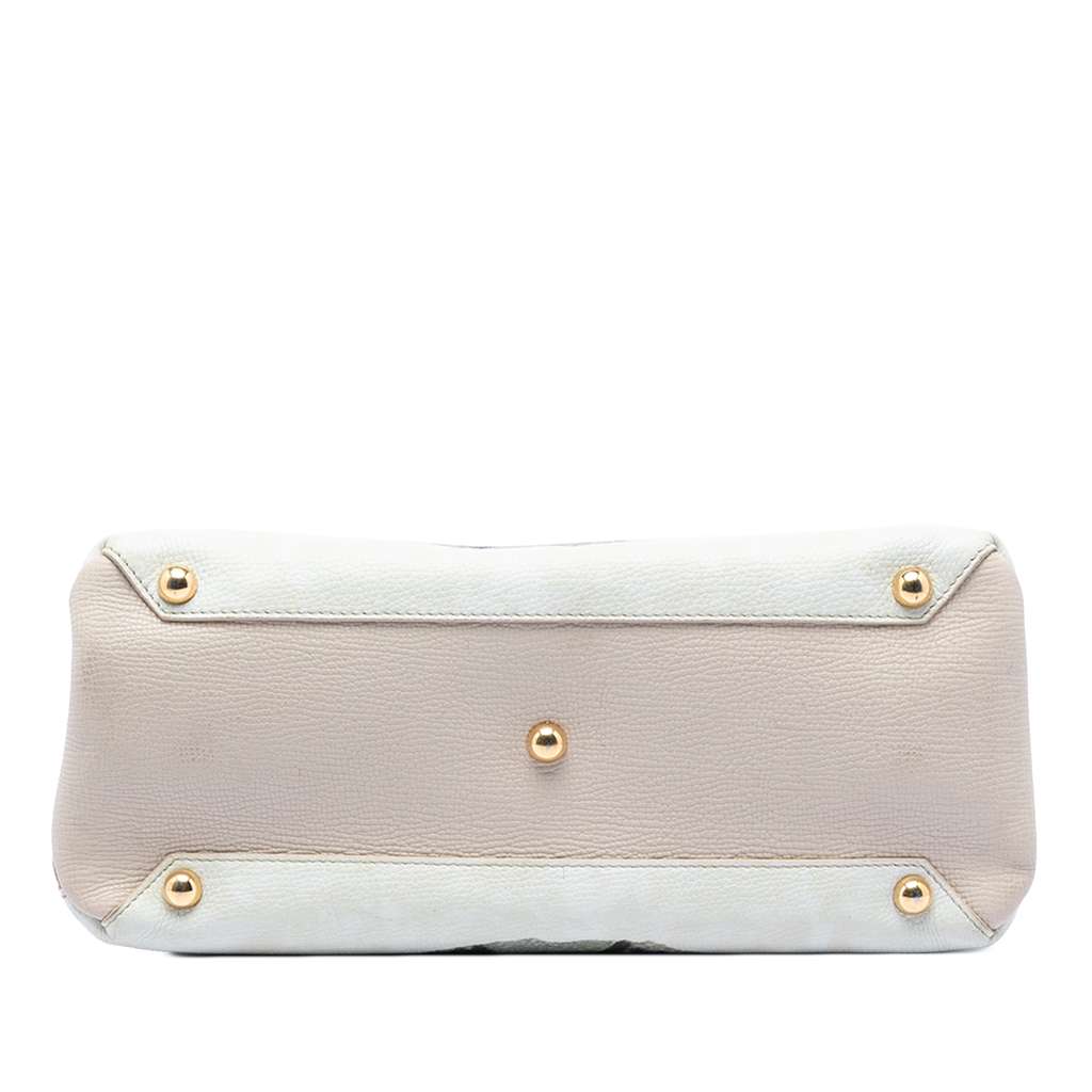 Burberry Medium Leather and House Check Canvas Pallas Head Banner Satchel White Leather Good condition - Inside View