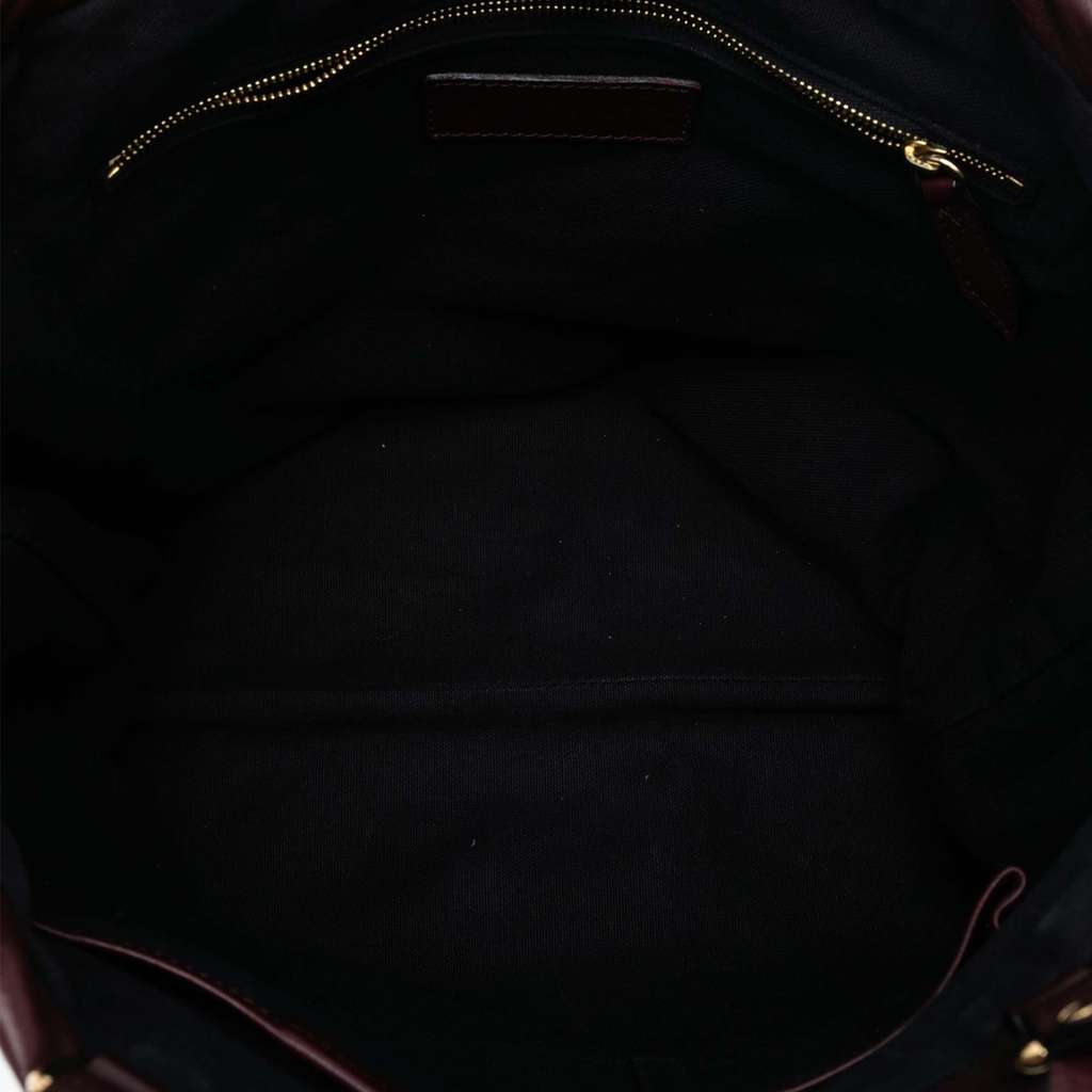 Burberry House Check Trimmed Leather Big Crush Convertible Tote Red Leather Good condition - Model View