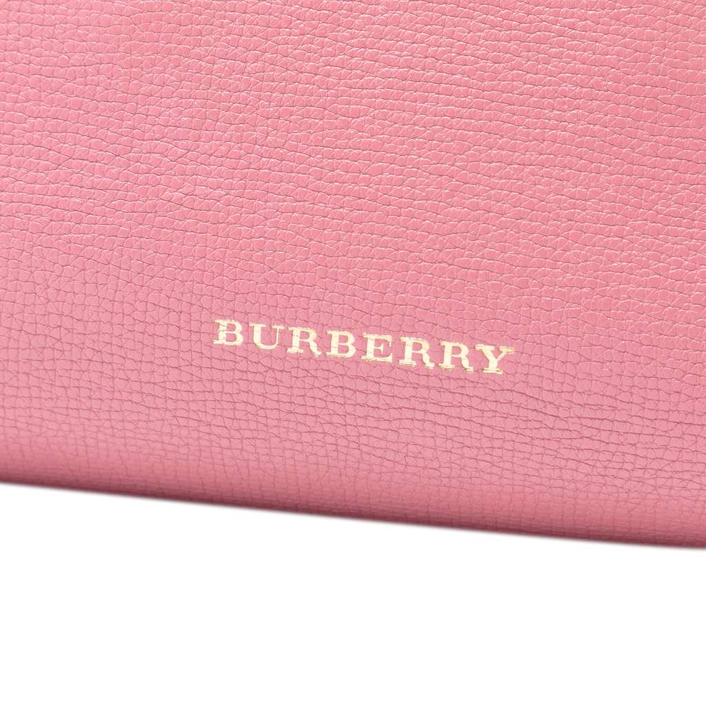 Burberry Medium Leather and House Check Banner Satchel Pink Leather Good condition - Box View