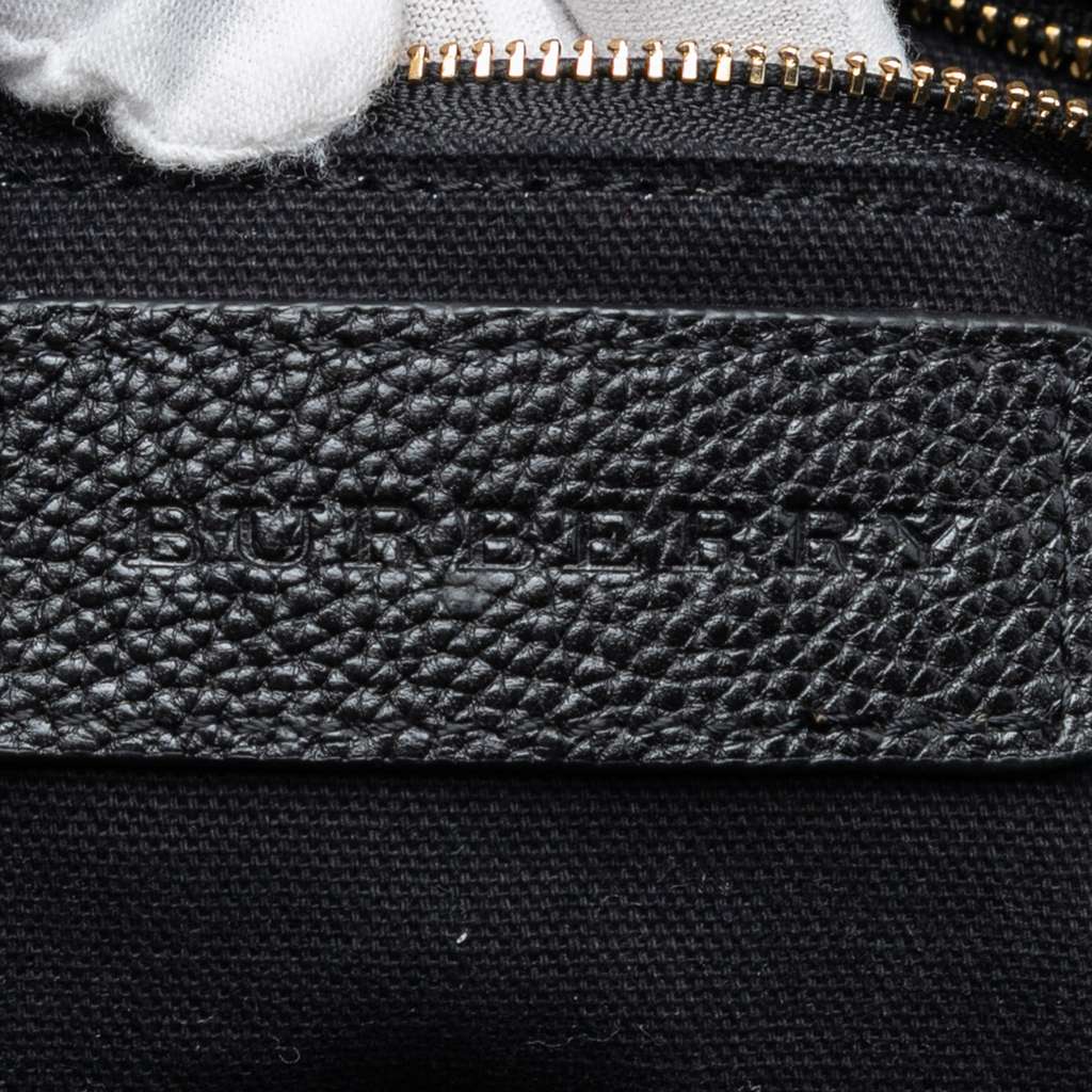 Burberry Leather and Mega Check Canvas Harcourt Satchel Black Leather Good condition - Box View