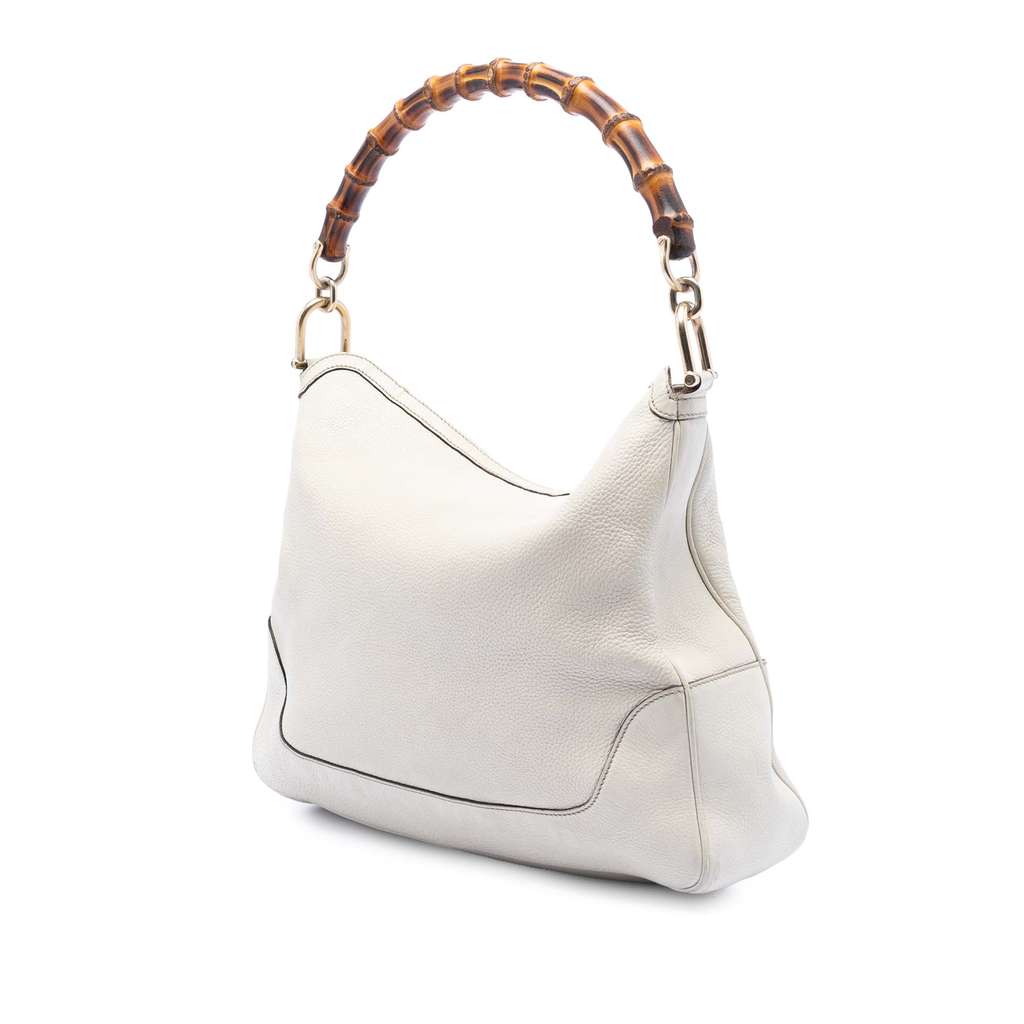 Gucci Calfskin Bamboo Diana Satchel White Leather Good condition - Back View