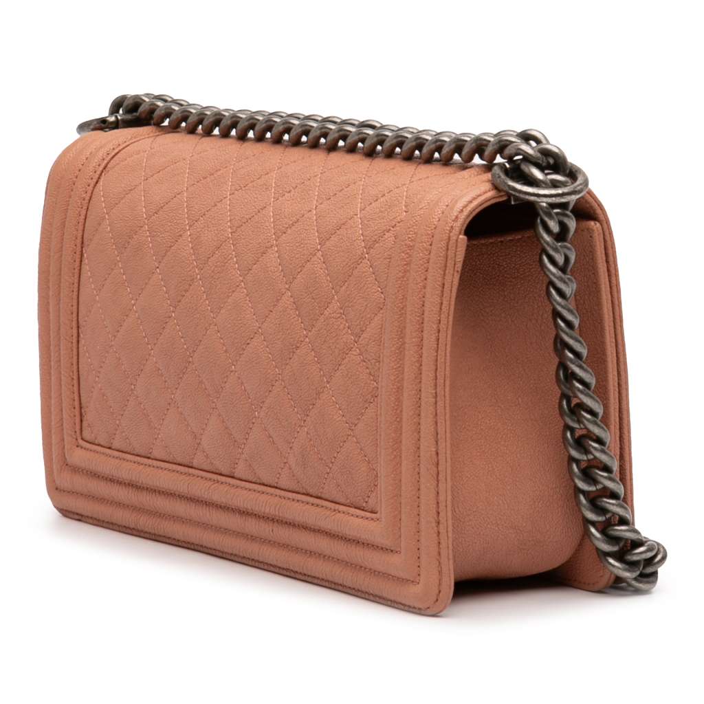 Chanel Old Medium Quilted Caviar Boy Flap Brown Leather Good condition - Back View