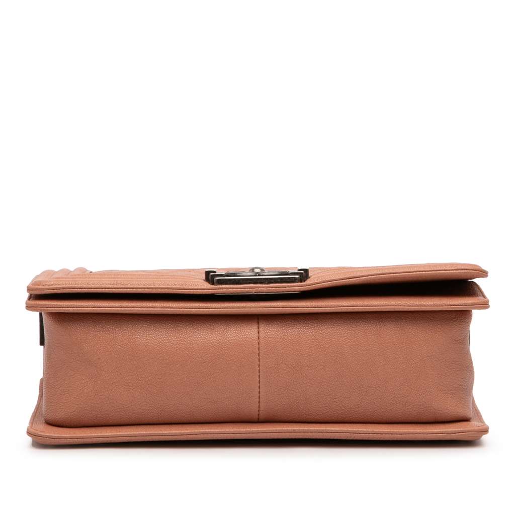 Chanel Old Medium Quilted Caviar Boy Flap Brown Leather Good condition - Inside View