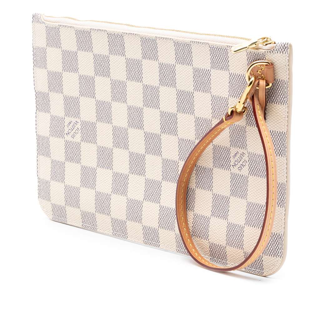 Louis Vuitton Damier Azur Neverfull MM Pouch White Good condition - Back View