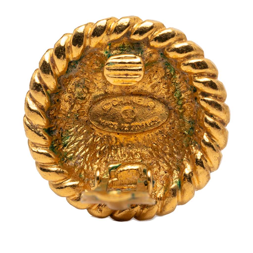 Chanel CC Gold Plated Round Clip On Earrings Gold Metal Good condition - Inside View
