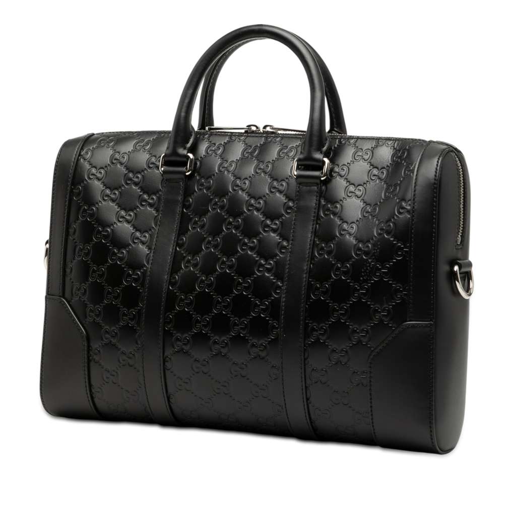 Gucci Guccissima Business Bag Black Leather Good condition - Back View