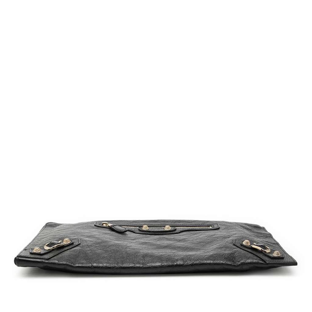 Balenciaga Lambskin Motocross Giant 12 Zip Around Flat Clutch Black Leather Good condition - Inside View