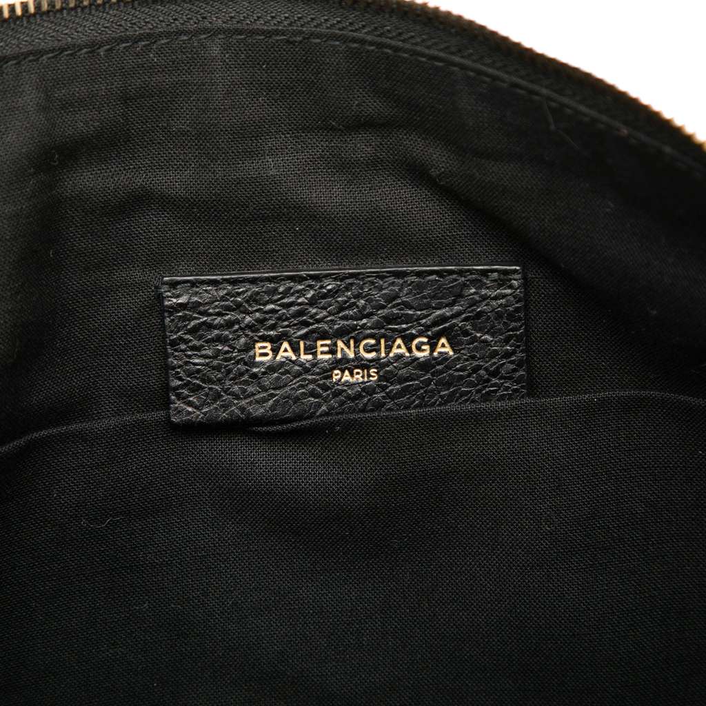 Balenciaga Lambskin Motocross Giant 12 Zip Around Flat Clutch Black Leather Good condition - Box View