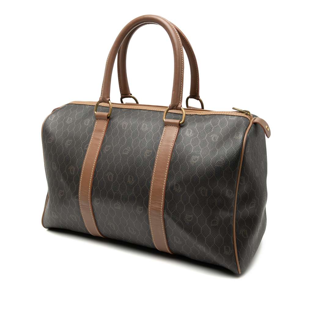 Dior Honeycomb Coated Canvas Boston Bag Black Canvas Good condition - Back View