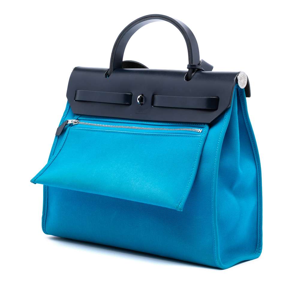 Hermès Toile Herbag Zip 31 Blue Canvas Good condition - Back View